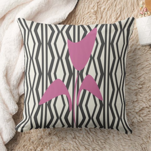 ピンクのプリンセスの花のアールデコのスタイルパターン クッション (ブランケット)