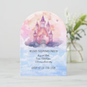 ピンクのプリンセスの誕生日招待状 招待状 (スタンド正面)