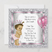 ピンクのプリンセスアフリカ系アメリカ人ベビーシャワー 招待状 (裏面)