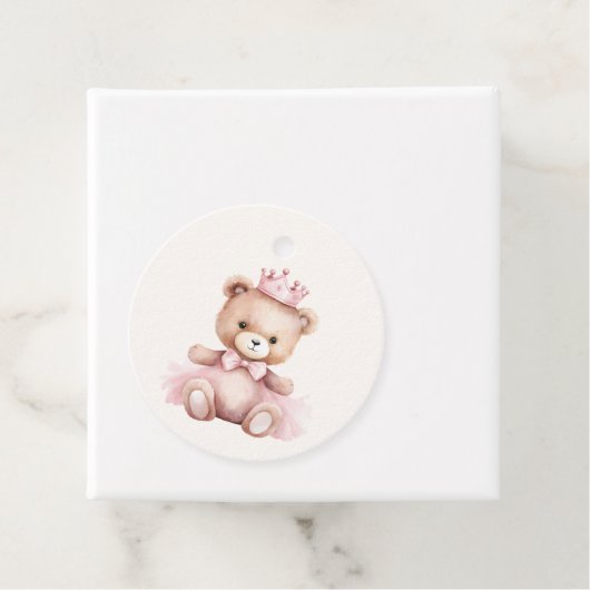 ピンクのプリンセスクマ赤ちゃんシャワーありがとう フェイバータグ (インサイチュ)