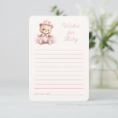 ピンクのプリンセスクマ赤ちゃんシャワーの願いベビー エンクロージャーカード (スタンド正面)