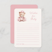 ピンクのプリンセスクマ赤ちゃんシャワーの願いベビー エンクロージャーカード (正面/裏面)