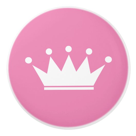 ピンクのプリンセスクラウン子供部屋ドア引き出しプルノブ セラミックノブ (正面)