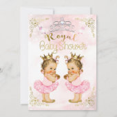 ピンクのプリンセスチュチュと王冠の双子ガールズベビーシャワー 招待状 (裏面)