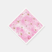 ピンクのプリンセスハートスターズ&クラウンズ誕生日パーティー スタンダードカクテルナプキン (角)