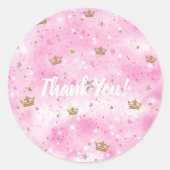 ピンクのプリンセスハートスターズ&クラウンズ誕生日パーティー ラウンドシール (正面)