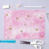 ピンクのプリンセスハートスターズ&クラウンズ誕生日パーティー 薄葉紙 (クラフト)