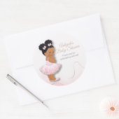 ピンクのプリンセスバレリーナ赤ちゃんシャワーカップケートッパー ラウンドシール (封筒)