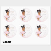 ピンクのプリンセスバレリーナ赤ちゃんシャワーカップケートッパー ラウンドシール (シート)