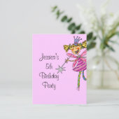 ピンクのプリンセスフェアリー 5歳の誕生日ガール 招待状 (スタンド正面)