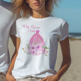 ピンクのプリンセスフラワーモチーフ 15歳の誕生日お祝い Mis Quince Anos Tシャツ