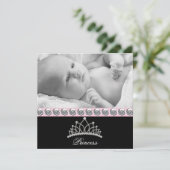 ピンクのプリンセスベビー誕生のお知らせ 案内状 (スタンド正面)