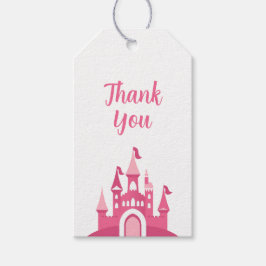 ピンクのプリンセス城の女の子の誕生日パーティーギフトタグ ギフトタグ