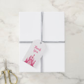 ピンクのプリンセス城の女の子の誕生日パーティーギフトタグ ギフトタグ (より糸付き)