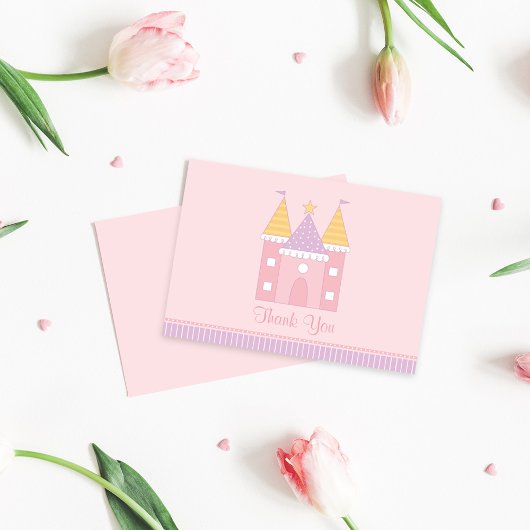 ピンクのプリンセス城 女の子の誕生日パーティー ノートカード