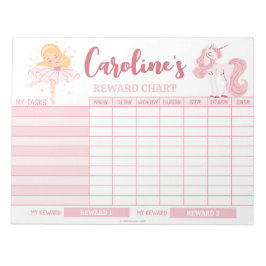 ピンクのプリンセス報酬チャートパーソナライズされた名タスク ノートパッド