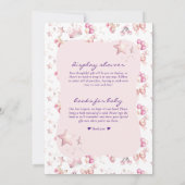 ピンクのプリンセス天星揃え赤ちゃんシャワー 招待状 (裏面)