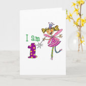 ピンクのプリンセス妖精（1歳） カード (黄色い花)