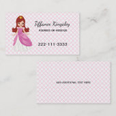 ピンクのプリンセス子供またはMommy Networking Card コーリングカード (正面/裏面)
