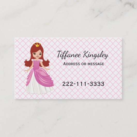 ピンクのプリンセス子供またはMommy Networking Card コーリングカード (正面)