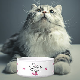 ピンクのプリンセス猫の名入れギフト ボウル