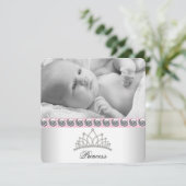 ピンクのプリンセス誕生のお知らせ 案内状 (スタンド正面)