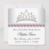 ピンクのプリンセス誕生のお知らせ 案内状 (裏面)