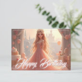 ピンクのプリンセス誕生日カード (スタンド正面)