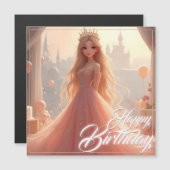 ピンクのプリンセス誕生日カード (正面/裏面)