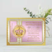 ピンクのプリンセス誕生日パーティー 招待状 (スタンド正面)