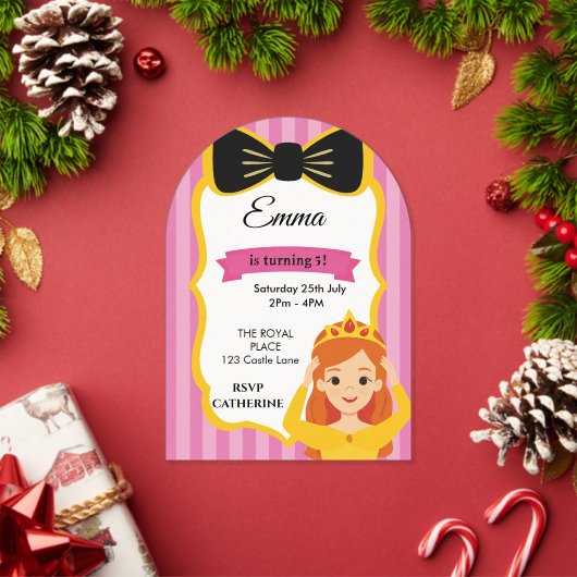ピンクのプリンセス誕生日招待状 | zazzlemade アクリル招待状 (インサイチュ (クリスマス))
