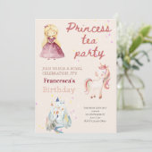 ピンクのプリンセス・ティーパーティー 誕生日招待状 招待状 (スタンド正面)