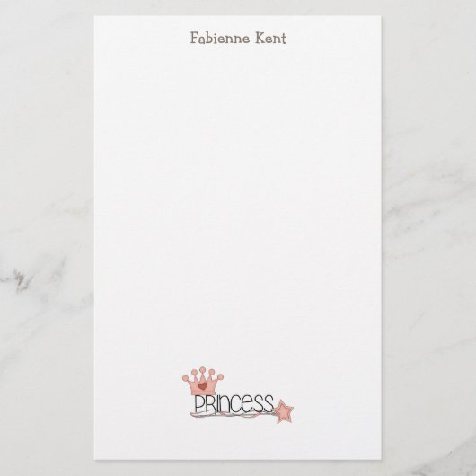 ピンクのプリンセス · プリンセスWordart 便箋 (正面)