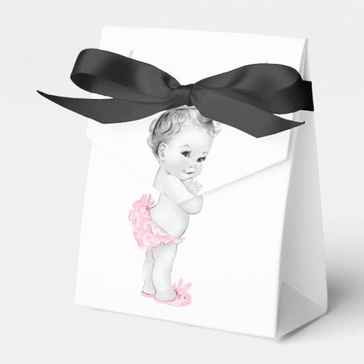 ピンクのプリンセス・ベビーシャワーのお礼箱 フェイバーボックス (正面サイド)
