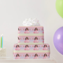  ピンクのプリンセス 誕生日  ラッピングペーパー