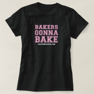 -ピンクのプリントを焼くことを行っているパン屋 Tシャツ