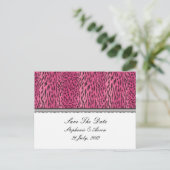 ピンクのプリント動物の肌の日付はがきを保存 案内ポストカード (スタンド正面)