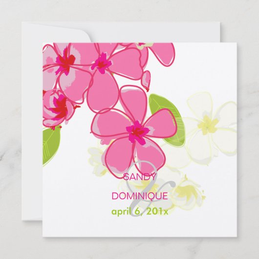 ピンクのプルミアス結婚式招待状 招待状 (正面)