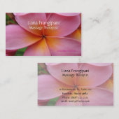 ピンクのプルメリアのマッサージの名刺のテンプレート 名刺 (正面/裏面)