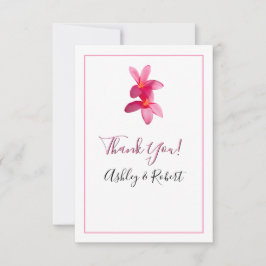 ピンクのプルメリアのモダン花結婚たち、ありがとう 招待状