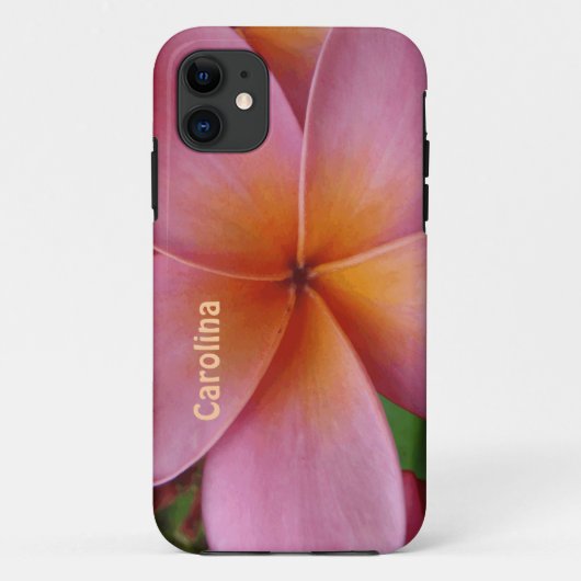 ピンクのプルメリアの花のパーソナライズなiphone 5カバー Case-Mate iPhoneケース (裏面)