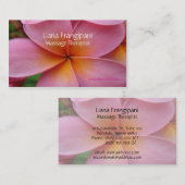 ピンクのプルメリアの花の名刺のテンプレート2 名刺 (正面/裏面)