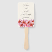 ピンクのプルメリアの花を持っている手のファン ハンドファン (正面)