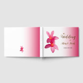 ピンクのプルメリアの花ピンク、フローラ結婚、 ゲストブック (全面)