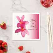ピンクのプルメリアの花ピンク、フローラ結婚、 スタンダードカクテルナプキン (インサイチュ)