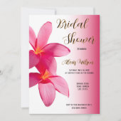 ピンクのプルメリアの花ピンク、フローラ、ブライダル 招待状 (正面)