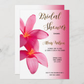 ピンクのプルメリアの花ピンク、フローラ、ブライダル 招待状 (正面/裏面)