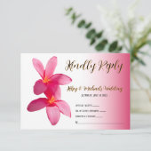 ピンクのプルメリアの花ピンク、フローラ、RSVP サンキューカード (スタンド正面)