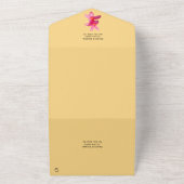 ピンクのプルメリアの花、熱帯、フローラ オールインワン招待状 (外側)