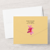 ピンクのプルメリアの花、熱帯、フローラ オールインワン招待状 (裏面)